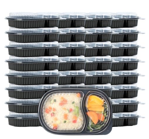 Oval 2 Compartment Food Container