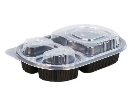 Oval Meal Tray With 3 Divisions And Lid