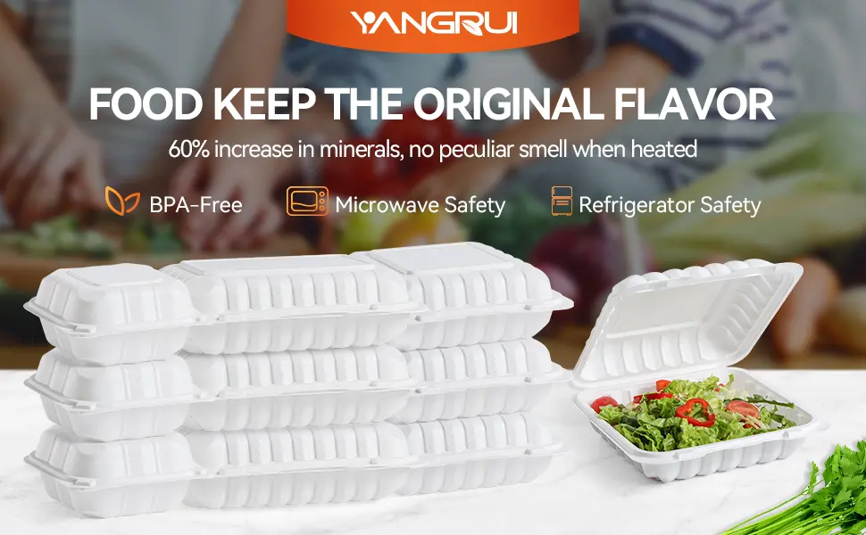 white hinged food container