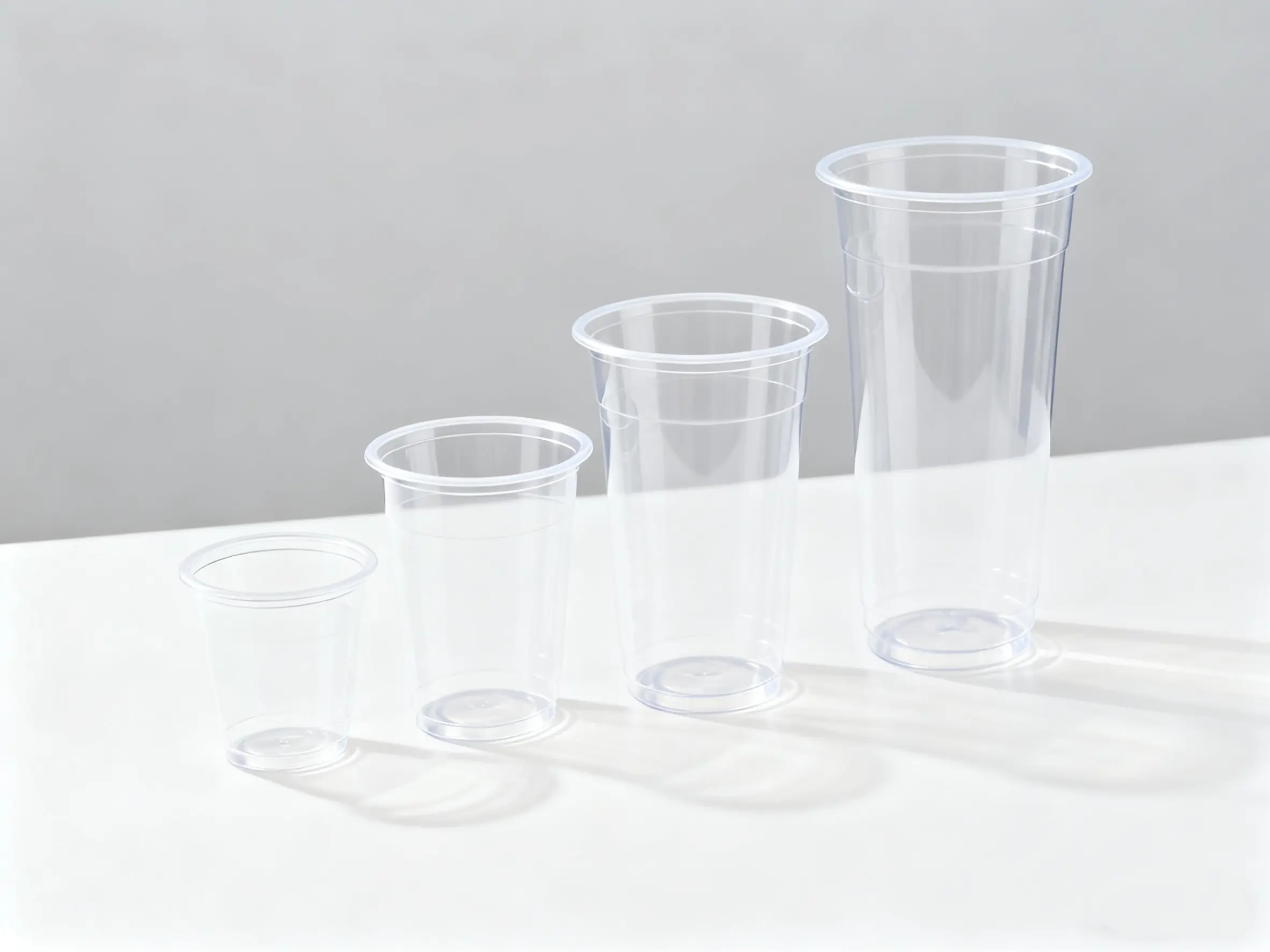 Plastic cups of different sizes